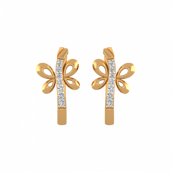 Golden Stroke Diamond Hoop Earrings
