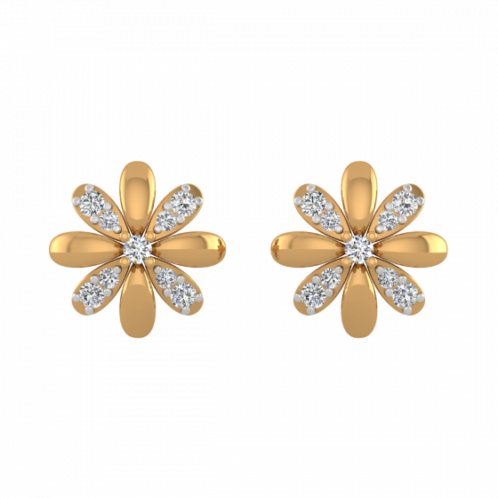Floral Choice Gold Diamond Floral Earrings