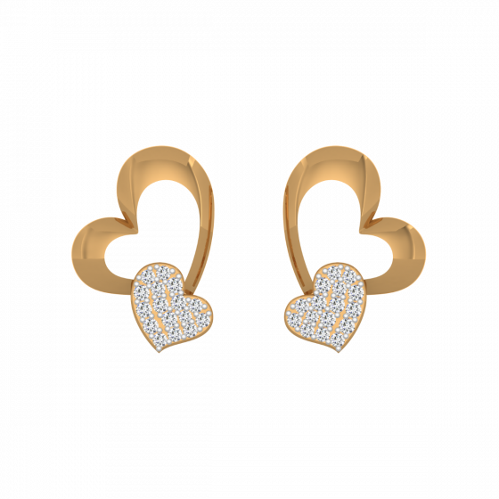 Hearts Fallout Gold Diamond Heart Earrings