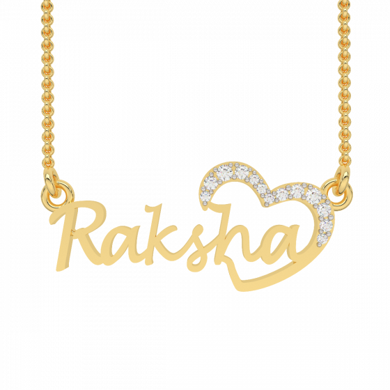 Raksha Name Personalized Gold Diamond Pendant