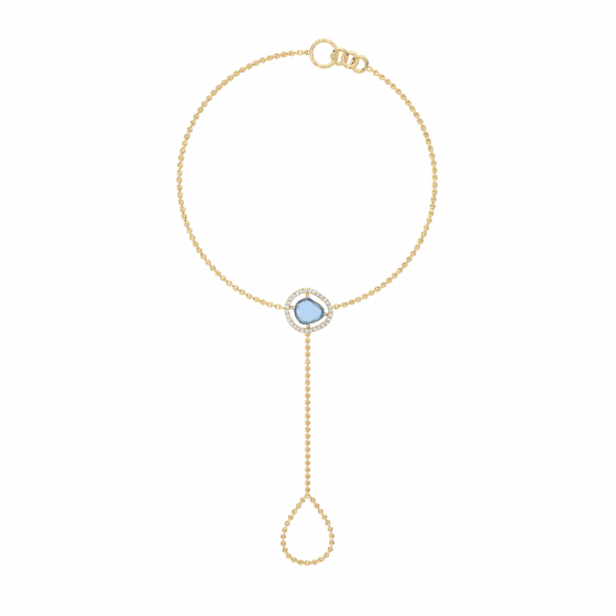 The Unshaped Gem with Diamonds Chain Bracelet and ring