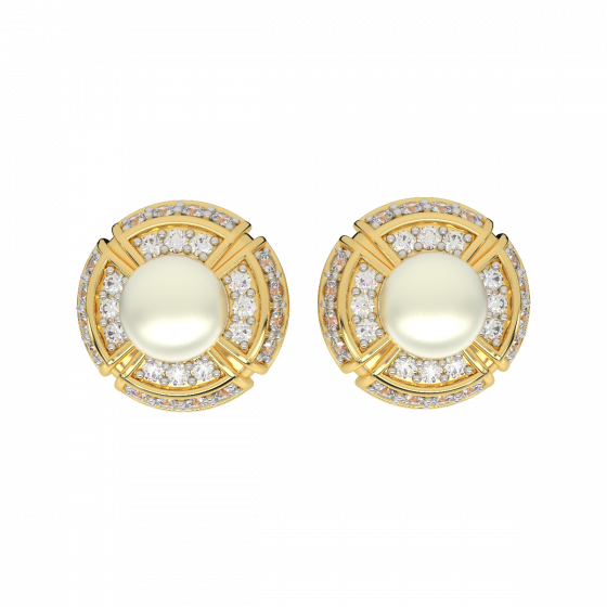 The Pearl Whirl Gold Diamond & Pearl Earrings