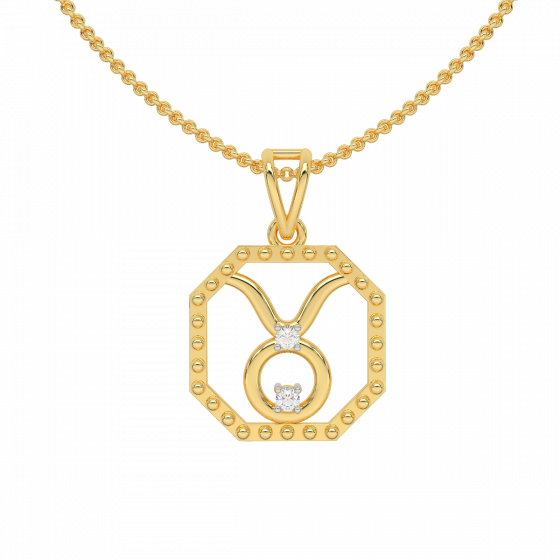 Taurus Zodiac Sun Sign Gold Diamond Pendant