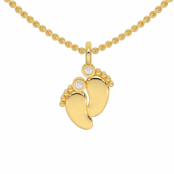 The Baby Feet Gold Diamond Kids Pendant