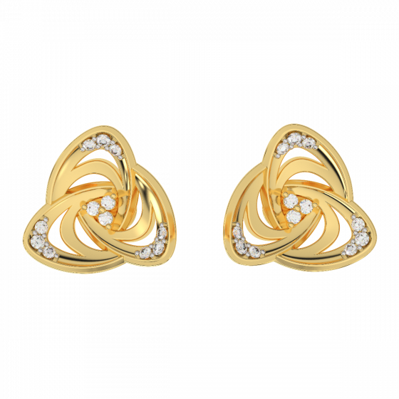 The Golden Whirl Diamond Studs Earrings