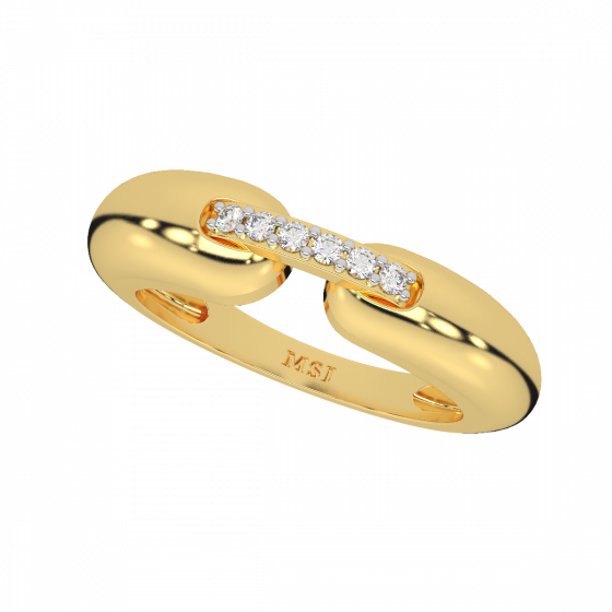 Locked Forever Couple Gold Diamond Ring For Her