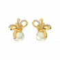 Knot Gold Diamond & Pearl Earrings