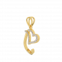 Letter C Heart Gold Diamond Pendant