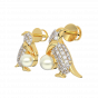 So Fluffy! Gold Diamond Pearl Earrings