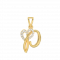 Letter P Heart Gold Diamond Pendant