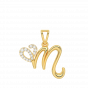 Letter M Heart Gold Diamond Pendant