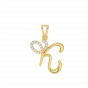 Letter K Heart Gold Diamond Pendant