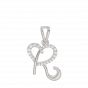 Alphabet R Heart Gold Diamond Pendant