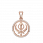 The Khalsa Symbol Gold Diamond Pendant