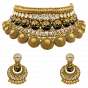 Bridal Gold Necklace Set With Enamel & Floral Motif