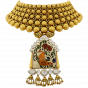 Bridal Gold Necklace Set With Enamel & Peacock Motif