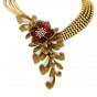 Designer Bridal Gold Necklace Set With Enamel & Floral Motif