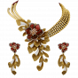 Designer Bridal Gold Necklace Set With Enamel & Floral Motif