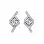 The Round Square Diamond Stud Earrings