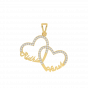 Hearts Couple Name Personalized Gold Diamond Pendant