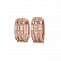 Tic Tac Toe Diamond Half Round Hoop Earrings