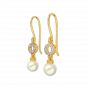 Enticing Sunshine Gold Diamond & Pearl Earring
