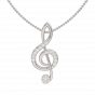 The G clef Music Note Gold Diamond Pendant