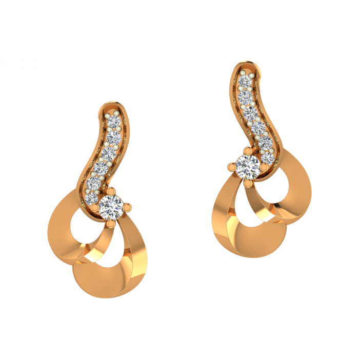 Mspger Gold Diamond Stud Earrings