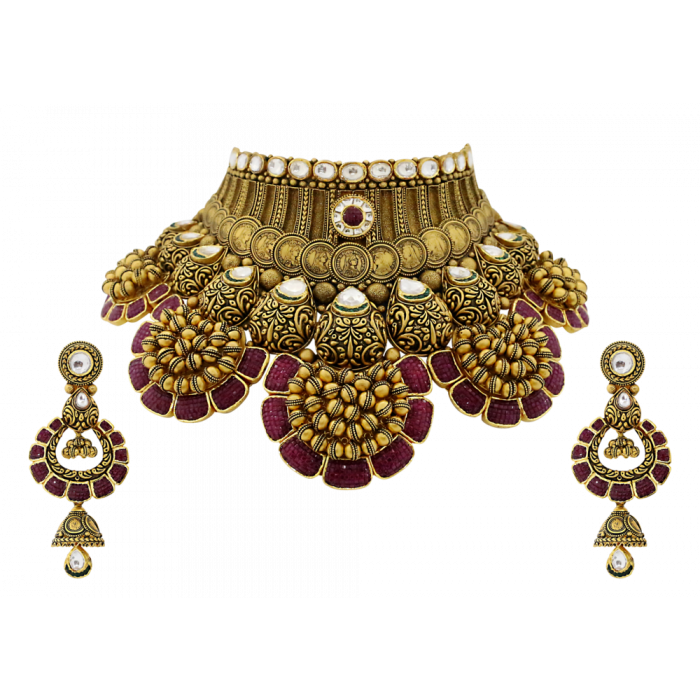 Motisons Jewellers - Maharani Gold & Ruby Necklace