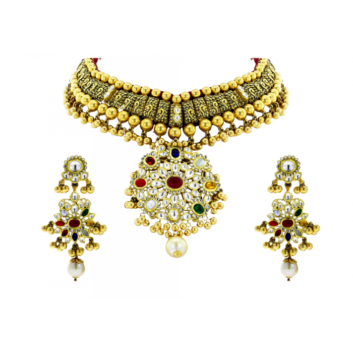 Motisons Jewellers - Multi Colored & Beaded Gold Necklace