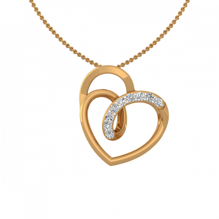 Evara Platinum & Rose Gold Heart Single Diamond Pendant JL PT P 325