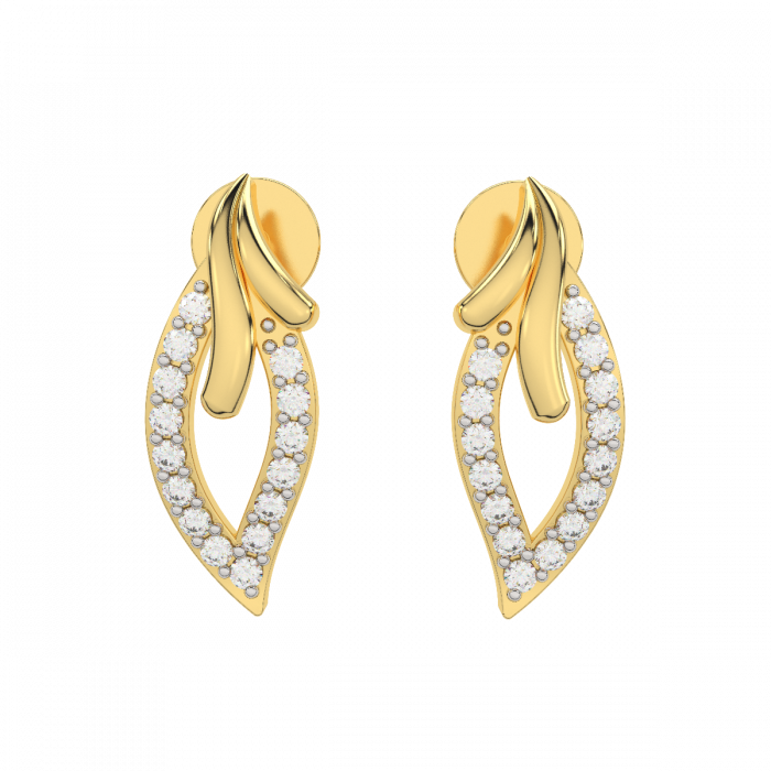 18K Yellow Gold Round Diamond Stud Earrings at Rs 20300  Piece in Surat   Sarvada Jewels
