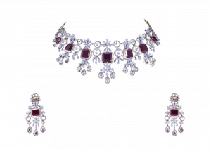 Dangling Flower Ruby Diamond Necklace