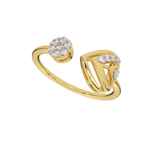 Christmas Moon Star Ring in Gold and Diamond