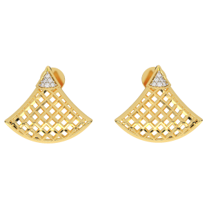 The Golden Lattice Diamond Stud Earrings