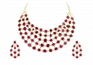 Rounded Chains Ruby Diamond Necklace Set