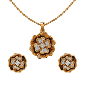The Floral Fashion Diamond Pendant Set