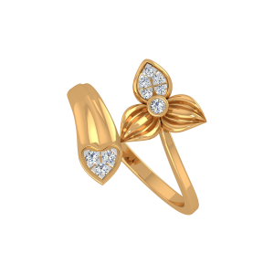 The Floral Heart Gold Diamond Floral Ring