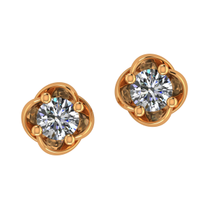 Golden Petals Diamond Stud Earrings