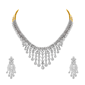 Designer Gold & Diamond Bib Statement Necklace Set