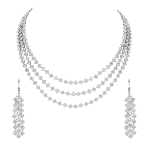 Bridal Gold & Diamond Three Liner Necklace Set