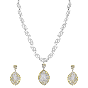 Designer Gold & Diamond Filigree Necklace Set
