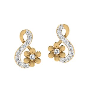 Flower & Love Diamond Stud Earrings
