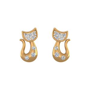 Kitty Treat Diamond Stud Earrings