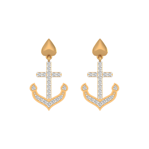 Lovers Anchor Diamond Drop Earrings
