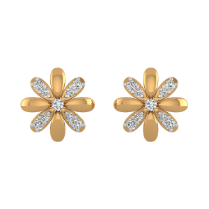 Floral Choice Gold Diamond Floral Earrings