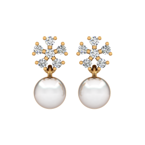 The Snowflakes Gold Diamond & Pearl Earring