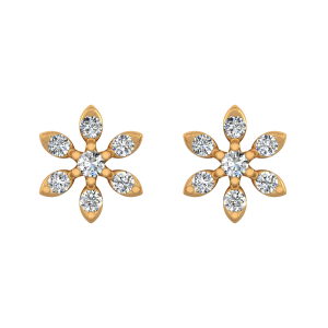 Starry Hues Gold Diamond Floral Earrings