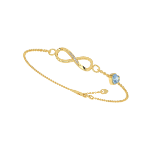 Infinity gold and diamond bracelet with blue heart