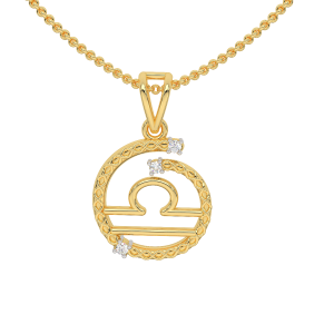 Libra Zodiac Gold Diamond Pendant